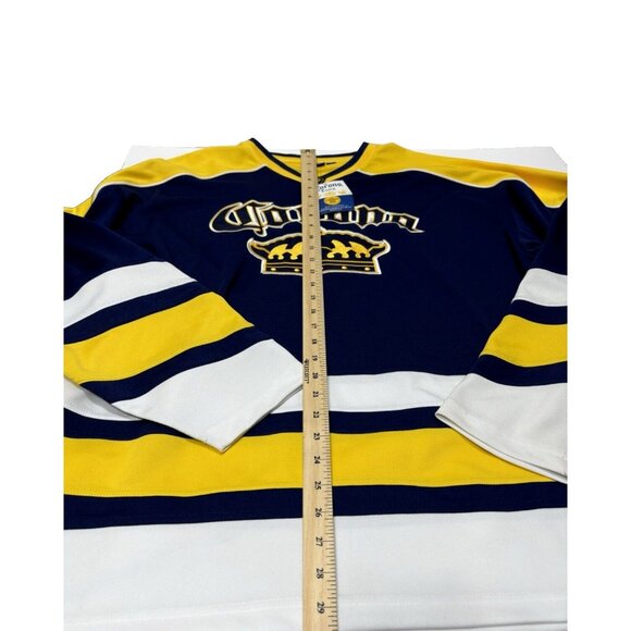 Corona Extra Beer Hockey Jersey Men's XL Long Sleeve Blue White and Yellow, New - Picture 9 of 9